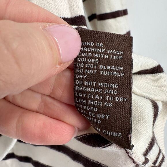 J McLaughlin XS Striped Sweater Cotton Modal Soft White Chocolate‎ Brown LS - Picture 6 of 9